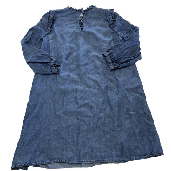 Kate‎ Spade Dress Womens XS Denim Broome Street Embroidered Indigo Boho Ruffle - Picture 4 of 9